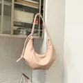 Casual retro pleated underarm shoulder bag for women in soft apricot color variant - S / Pink
