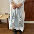 Schicke hellblaue Strickhandtasche im koreanischen Stil mit Quastenanhänger - Blau