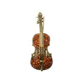 Vintage Violin Rhinestone Brooch Pin Crystal Music Instrument Corsage Alloy Jewelry Gift - Antique Bronze with Tea-Colored Rhinestones