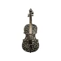Exquisite rhinestone violin brooch, vintage alloy gold plated pin for women apparel. - Gunblack Transparent Gray