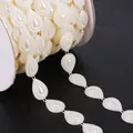 Chaîne de perles ABS en forme de larme crème sur bobine pour la fabrication de bijoux DIY - Style Grande Goutte d'Eau / 1,5m de Longueur