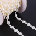Chaîne de perles ABS crème pour la fabrication de bijoux DIY et la décoration - Style Demi-Perle Mixte / 1,5m de Longueur