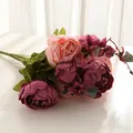 Artificial Peony Bouquet Silk Fake Flowers Home Wedding Party Floral Decoration - Autumn New Dusty Rose
