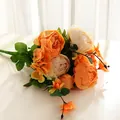 13-Head Artificial Peony Flower Bouquet for Home Decor Wedding Valentine Day Gift - Autumn New Orange