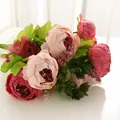 Artificial peony bouquet silk flowers for home wedding decoration fake floral arrangements. - Deep Autumn Pink