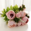 Artificial Peony Flower Bouquet Pink Fake Rose Silk Flowers Wedding Home Party Decor - Autumn Light Pink