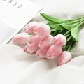 Beautiful artificial pink tulip bouquet faux flowers for home room decor spring arrangement. - Mini Tulip - Flesh Pink