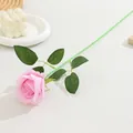 Single artificial velvet rose flower for home decor tabletop floral arrangement romantic gift - Small Velvet Pink