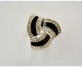 Zinc alloy rhinestone triple ring scarf buckle elegant silver fashion clothing accessory - Silver Edge - Black