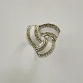 Zinc alloy rhinestone three-ring scarf buckle elegant women accessory fashion jewelry wholesale - Silver Edge - White