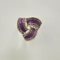 Zinc alloy rhinestone triple ring scarf buckle fashion jewelry accessory elegant design. - Silver Edge Purple