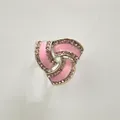 Pink rhinestone three-ring scarf buckle zinc alloy fashion accessory for women daily wear. - Silver Edge Pink