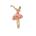 Charmante Ballerina Brosche mit rosa Emaillierung und funkelnden Strasssteinen aus Metall. - Gold & Rosa