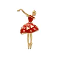 Elegante Strass Kristall rotes Kleid Ballerina Tänzerin Brosche Pin für Damen Schmuck. - Gold und Rot