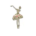 Elegante Ballerina Broche aus Legierung mit funkelnden Strasssteinen und rosa weißem Tutu. - Silber Mit Weiß