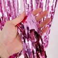Rose Gold Metallic Foil Fringe Curtain Variant for Party Wedding Birthday Stage Decor - 1m Wide, 3m High / Light Pink