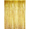 Tendina di frange metalliche dorate sfondo tinsel per feste di compleanno decorazioni nozze - 1m Largo, 1m Alto / Oro