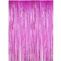 Shiny metallic foil fringe curtain hot pink party backdrop wedding birthday decoration - 1m Wide, 3m High / Rose Red