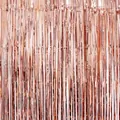 Rose gold tinsel fringe curtain 3m foil shimmers backdrop for birthday party wedding decor. - 1x1m / Rose Gold