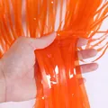 Orange foil fringe curtain for party decoration, 1x2m tinsel background door curtain birthday. - Orange