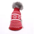 Festive red knitted dog sweater featuring white snowflake and wave patterns - S / Red Snowflake