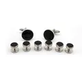 Set van manchetknopen en overhemdknoppen voor heren, elegante ronde zwarte metalen accessoires. - Zwart