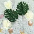 Feuilles de Monstera artificielles fausse plante feuilles vertes en plastique pour déco - S / Vert