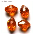 Cuentas de cristal bicone facetadas naranja cuentas sueltas para hacer joyas de bricolaje - 9x6MM 50 Pzas/Paquete / 12 Rojo anaranjado