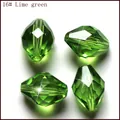 Cuentas de cristal bicono verde lima 16# cuentas de vidrio facetadas para joyeria artesanal - 16 Verde hierba