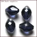 Cuentas de cristal facetado zafiro oscuro forma rombo largo joyería DIY venta al por mayor - 20 Azul tinta