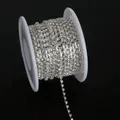 Silver rhinestone chain on a white spool for DIY jewelry making and craft projects - SS6 (1.9-2.0mm) 10 Yards/Roll / Silver Transparent White Zirconia
