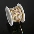 Multicolor AB crystal rhinestone chain on spool for DIY jewelry making and crafts - SS6 (1.9-2.0mm) 10 Yards/Roll / Gold & White AB
