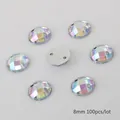 8mm AB iriserende ronde gefacetteerde acryl steentjes om op te naaien DIY 100 stuks/lot - Ronde Stijl / 8MM (100 Stuks/Verpakking) / AB Wit