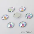 12mm gefacetteerde ronde AB acryl opnaai-steentjes met platte achterkant, 60 stuks - Ronde Stijl / 12mm (60 Stuks/Pak) / AB Wit