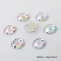 14mm ronde gefacetteerde AB iriserende acryl naaitenen met twee gaten 40 stuks set - Ronde Stijl / 14mm (40 stuks/verpakking) / AB Wit