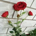 Artificial red roses flowers 6-fork multi-head European style home living room decor display. - Brushed Fabric Bright Red