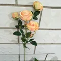 Artificial rose flower multi head detail view, elegant home decor floral arrangement. - Brushed Fabric Orange Pink