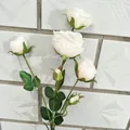 Künstliche weiße Rosen Zweig 6-Gabel Multi-Head Kunstblumen für Wohnzimmer Deko - Canvas-Stoff in hellem Champagner