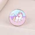 Lindo anillo de unicornio de dibujos animados con melena de arcoíris y rayas - Azul