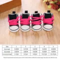 Small dog canvas shoes pet anti-slip shoes cute puppy booties with bright pink laces size 1-5 - 2 / Black