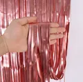 Matte foil fringe curtain for birthday party wedding backdrop decoration rose gold. - Matte Rose Gold