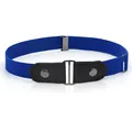 Elastic invisible buckle-free blue belt with faux leather ends for jeans casual daily wear. - Bright Blue