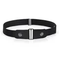 Black elastic invisible belt with metal clasp, minimalist adjustable waist strap variant. - Black