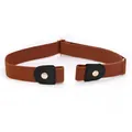 Buckle-free elastic invisible belt for women and men, minimalist stretch waist belt. - Brown