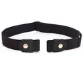 Detail view of black buckle-free elastic invisible belt with metal snap buttons and adjuster. - Coffee