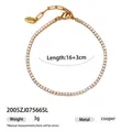Gold Zircon Tennis Bracelet Elegant Shimmering Rhinestone Chain Fashion Jewelry Accessory - Single Row Zirconia Bracelet (2005ZJ07566SL) / 16+3cm / Gold