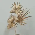 Gold artificial palm leaf stem for wedding decor, floral arrangement, and home interior decoration. - 3-Headed Mulberry Leaves