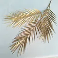 Gold artificial palm leaf detail, realistic phoenix tail plant branch for wedding decor. - 3-Fork Large Areca Palm Leaf