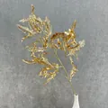 Golden artificial fern plant branch, faux foliage flower for wedding and home decor. - Phoenix Fern Combination