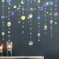 Holographic star moon hanging garland 4m iridescent room decor ceiling streamer aesthetic party - Round Star Garland Iridescent / 4 Meters